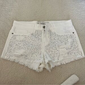 Abercrombie & Fitch White Jean Shorts with Lace Details